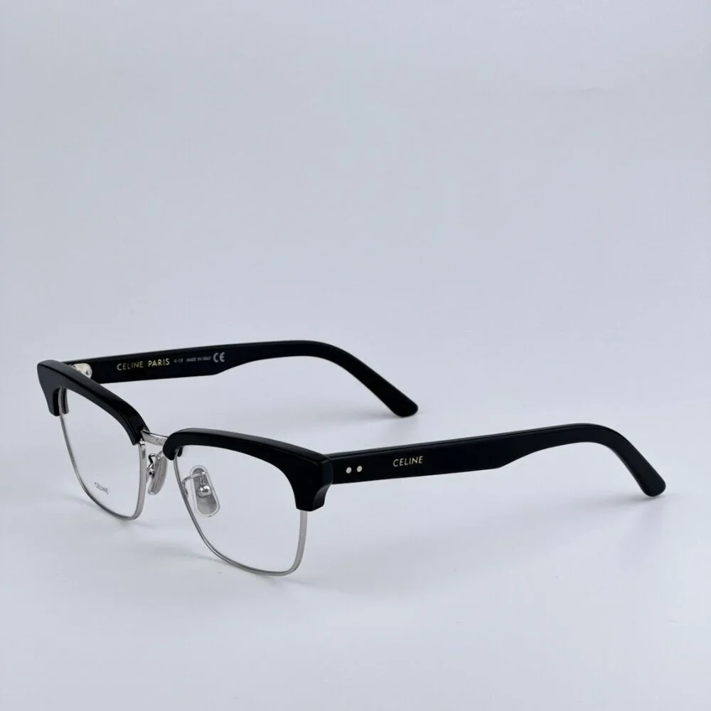 Celine CL50026U 016 BRAND NEW Eyeglasses Shiny Palladium Black Unisex Square